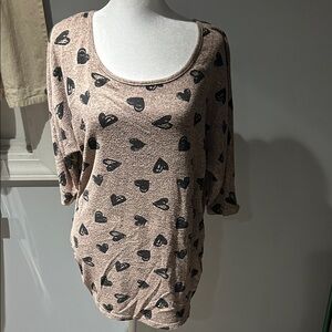 Tempted Black Heart Print Blouse